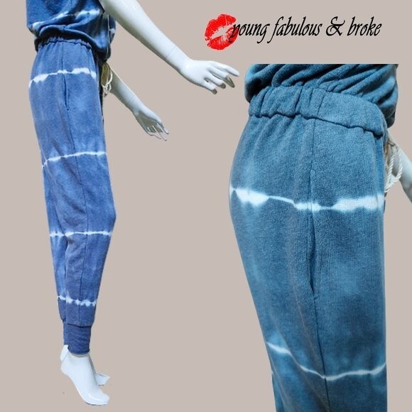 YOUNG FABULOUS & BROKE NEW EBERHARDT Tie Dye Drawstring Racerback Jumpsuit M - Picture 6 of 11